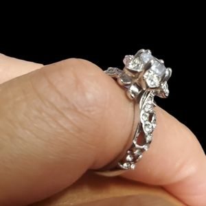 Sterling silver 925 stamped cubic zirconia engagement ring